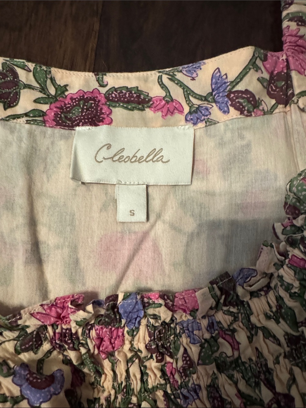 Cleobella- Women’s Floral Smocked Maxi Dress - Pink & Green - Picture 3 of 3